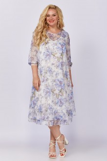 Платье ALGRANDA (Novella Sharm) A3986-1 сине-голубой, Молочный #1